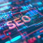 The Words SEO in a stream of internet information